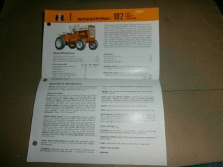Vntg Cub Cadet 102 Tractor Specifications Optional Equipment Brochure