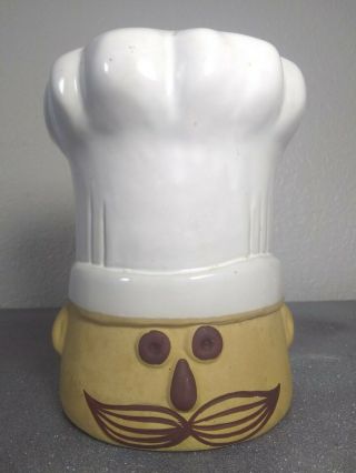 Vintage 6 " Stoneware Le Chef Vase Utensil Holder Takahashi? Hat Pottery Planter
