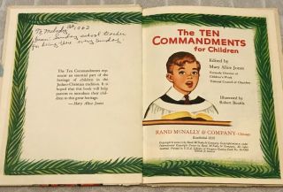 VTG Book: The Ten Commandments for Children Rand McNally Tip Top Elf HC HTF 2