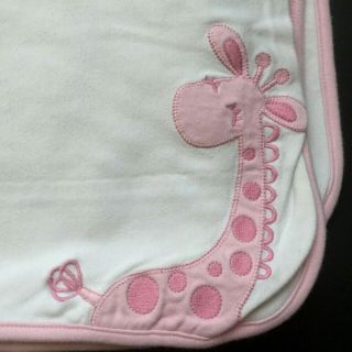 FLAW Gymboree Giraffe Baby Blanket Pink White Lovey Retired 2009 100 Cotton 2