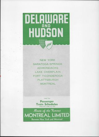 1970 Delaware And Hudson Railway Railroad Schedule Timetable