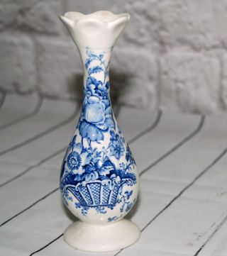 Vintage Vase Charlotte Royal Crownford Ironstone England Blue White Floral