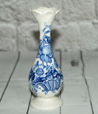 Vintage Vase Charlotte Royal Crownford Ironstone England Blue White Floral 2