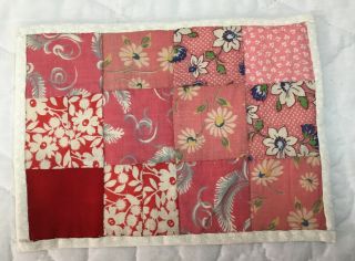 Vintage Patchwork Mini Quilt Table Topper,  Doll Quilt,  Feed Sack Prints,  Squares