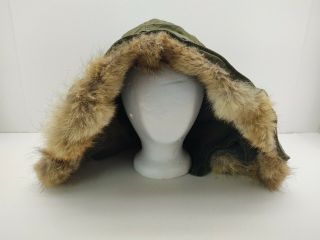 Korean War M1951 Fishtail Parka Hood Cold Weather Wolf Fur U.  S.  Military Vintage