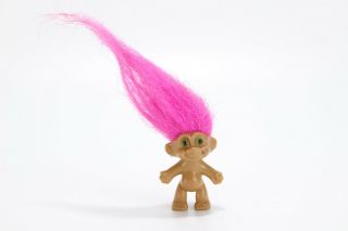 Vintage Rare Old Mini Troll Make A Wish Pink Hair Pencil Topper Hasbro Hellas