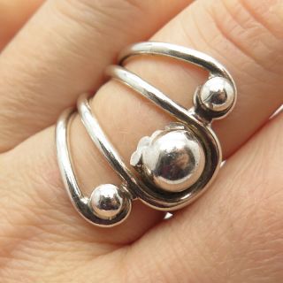 925 Sterling Silver Vintage Mexico Bead Ring Size 7 1/4