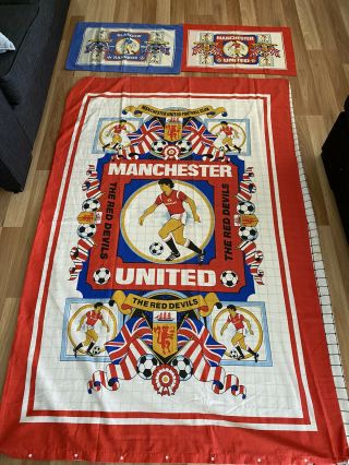 Vintage Manchester United The Red Devils 90s Single Duvet Cover And Pillow Case