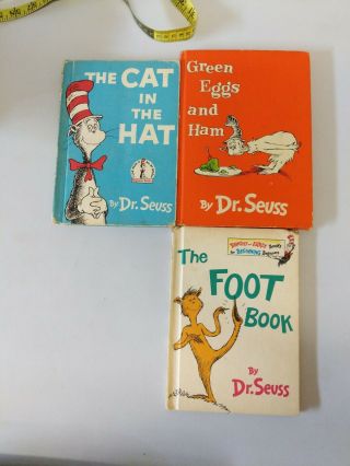 3 Vintage Dr.  Seuess Books - Green Eggs And Ham The Foot Book The Cat In The Hat