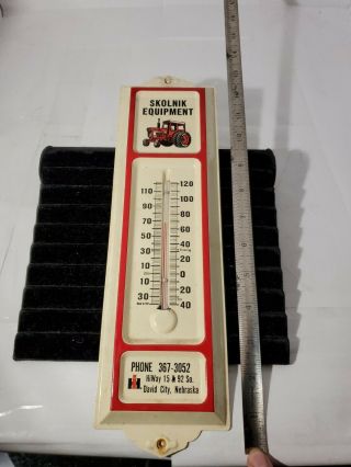 Vintage Skolnik Tractor Tin Thermometer Sign Farm Equipment Sales David City,  Ne