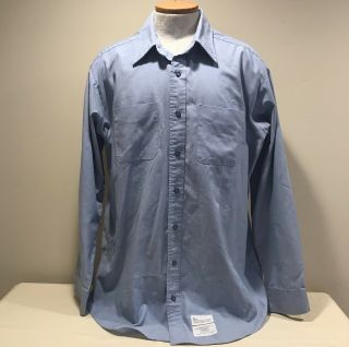 Vintage Us Navy Usn Enlisted Blue Chambray Utility Work Shirt - Men 