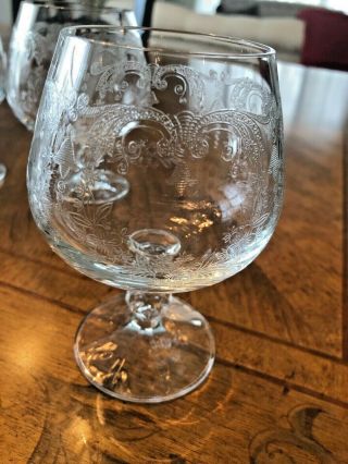 Vintage Bohemia Crystal Brandy/cognac Etched Glasses (4)