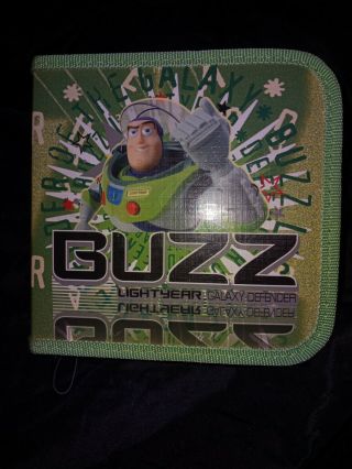 Vintage Toy Story Vinyl Green Buzz Cd Dvd Case Holder 40 Slots Disney Pixar