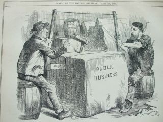 Antique Print 1884 Punch Or London Charivari A Sermon In Stone Public Business