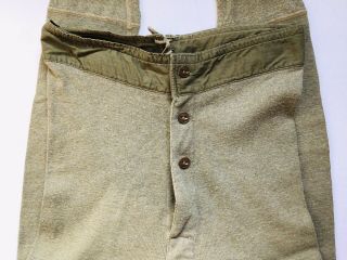 Vintage 1940’s Us Military Issued Green Wool Drawers Long Underwear Bottoms S