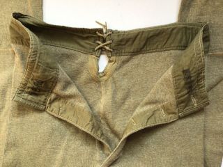Vintage 1940’s US Military Issued Green Wool Drawers Long Underwear Bottoms S 3