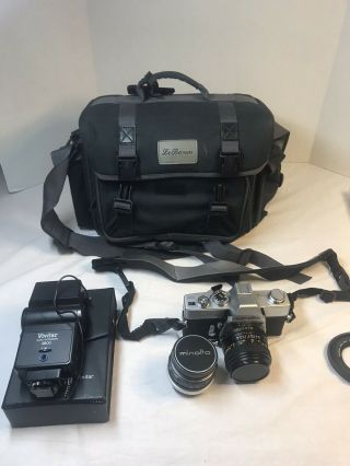 Vtg Minolta Srt 101 Clc Camera Mc Rokkor - Pf 1:17 55mm & Osawa Mc 1:2.  8 28mm Lens
