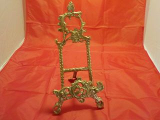 Vintage Ornate Victorian Brass Picture Art Book Easel Stand 10 1/2 Inches Tall