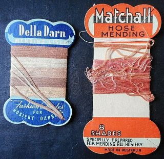Vintage 2 X Cards Of Hosiery Darning Thread