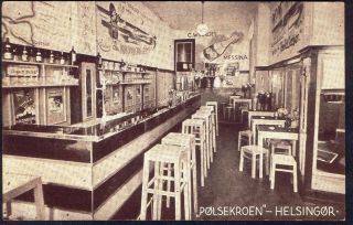 Polsekroen Bar,  Helsinger,  Denmark.  1938 Vintage Postcard.  Uk Postage