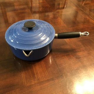 Vintage Blue 20 Made In France Le Creuset Spouted Saucepan With Lid