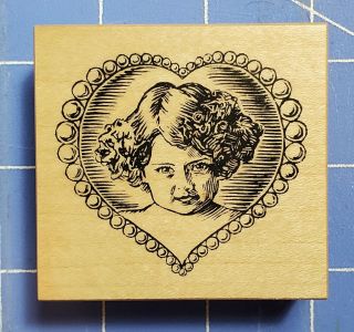 Vintage Style Child In Heart Print - Psx 2.  33x2.  33 " Wood Mounted Rubber Stamp