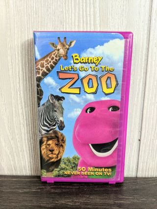 Barney Lets Go To The Zoo (vhs,  2001) White Tape Educational Vintage