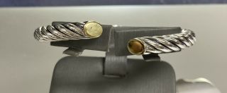 Vtg Signed Als Italy Sterling Silver 925 And 18k Gold Cable Bracelet 6.  5 "