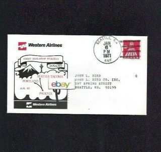 Western Airlines First Flight Cover 1st Nonstop Flights Phx - Sea - Pdx 1 - 6 - 71