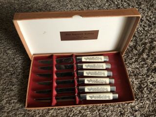 Set Of 6 Vintage Steak Knives Solingen Germany Stainless With Case Fine Cuttlery