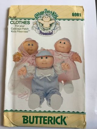 Butterick Cabbage Patch Kids Sewing Patterns Vintage Clothes Dolls Toys Sew 6981