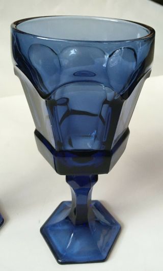 2 Vintage Fostoria Cobalt Blue Water Iced Tea Goblets Virginia Pattern 7.  25 