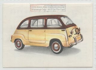 1960s Fiat 600 Multipla Car Automobile Vintage Ad Card