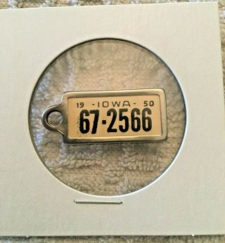 1950 Iowa Vintage Dav Keychain License Plate Keychain Tag