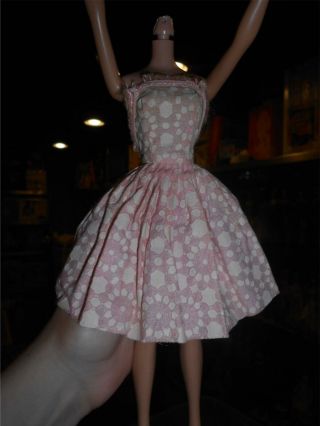 Vintage Barbie Clone Bild Lilli Babs Miss Suzette Pink White Textured Sun Dress