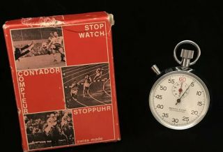 Swiss Made Berco - Stop Vintage Mechanical Wind Up Stopwatch Shock Resistant W/box