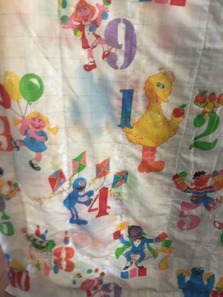 Vintage Sesame Street Twin Comforter Quilt Big Bird Cookie Monster Blanket