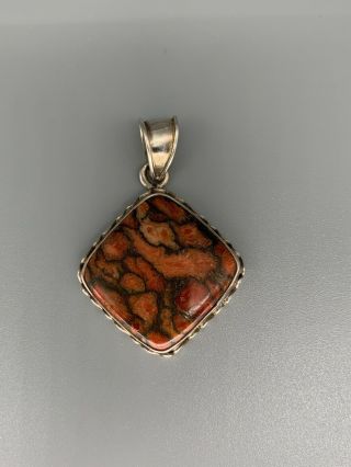 Vintage Barse 925 Sterling Silver Necklace Red Stone Pendant