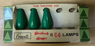 Vintage C - 6 Christmas Lamps - Miniature Base Series Type - Set Of 3 Green Bulbs