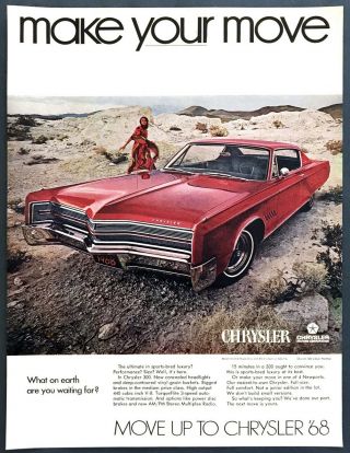 1968 Chrysler 300 2 - Door Hardtop Photo Sports - Bred Luxury Vintage Print Ad