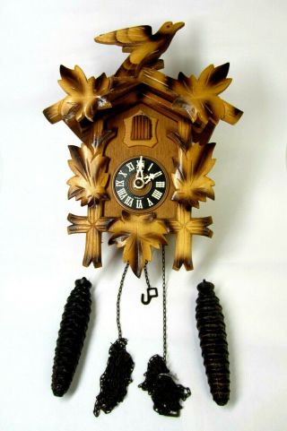 Vtg.  Cuckoo Clock Hubert Herr Triberg Germany For Repair Or Parts As - Is