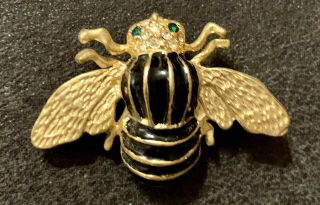 Bumble Bee Brooch Pin Silver & Gold Tone Enamel Vintage 1 1/2”