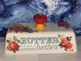 Pioneer Woman Vintage Floral Butter Dish Replacement Lid Only Ree Drummond