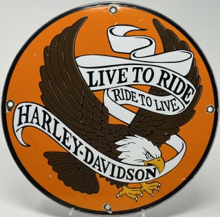 Vintage Harley Davidson Motorcycles Porcelain Sign Gas Oil Bald Eagle Usa Indian