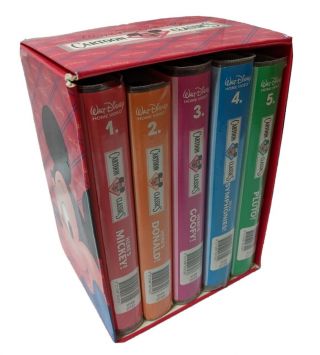 Vintage Walt Disney Cartoon Classic Clamshell Vhs Tapes Volumes 1 - 5 Box Set