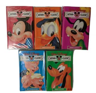 Vintage Walt Disney Cartoon Classic Clamshell VHS Tapes Volumes 1 - 5 Box Set 2