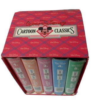Vintage Walt Disney Cartoon Classic Clamshell VHS Tapes Volumes 1 - 5 Box Set 3