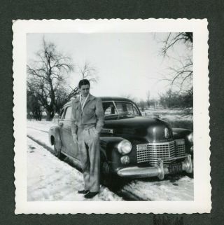 Vintage Car Photo Man W/ 1941 Cadillac 429042