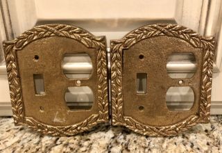 2 Heavy Cast Metal Brass Light Switch Outlet Receptacle Cover Plates Portugal