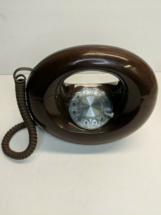 Vintage Western Electric Art Deco Donut Shaped Brown Rotary Phone